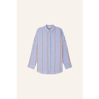 Celona Striped Oversized Shirt with Shoulder Pleats