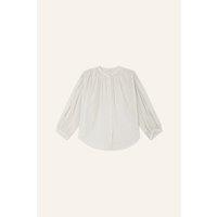 Lucy H Striped Blouse with Openwork 3/4 Length Balloon Sleeves