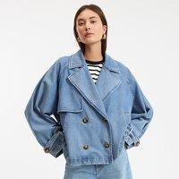Signatures Marcellin Short Trench Coat in Denim