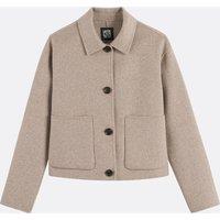 Wool Blend Short Coat with Button Fastening