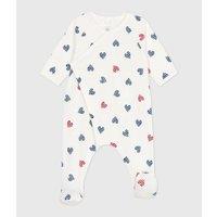 Sleepsuit in Striped Heart Print Cotton