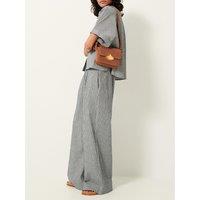 Ridooseer Wide Leg Trousers in Striped Print with Elasticated Waistband
