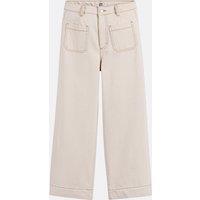 Cropped Wide Leg Jeans in Denim with High Waist