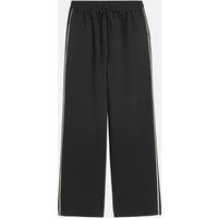 Wide Leg Trousers with High Waist and Side Stripes
