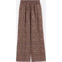 Wide Leg Trousers with High Waist in Leopard Print