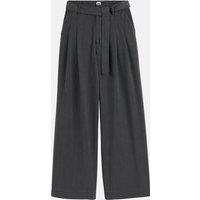 Wide Leg Trousers with High Waist and Tie Belt