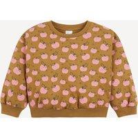 Apple Print Sweatshirt with Crew Neck
