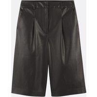 Pleat Front Bermuda Shorts in Imitation Leather