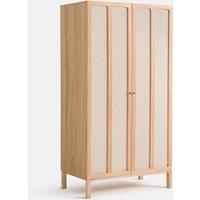 2-Door Wardrobe in Solid Hevea Wood and Ash, Esmara