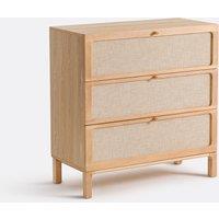 3-Drawer Solid Hevea and Linen Chest of Drawers, Esmara