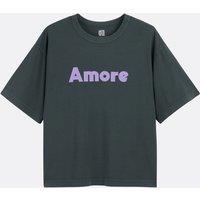 Slogan Print T-Shirt with Short Sleeves and Crew Neck