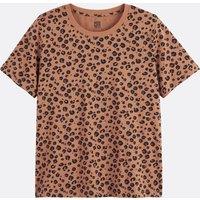 Short Sleeve Crew Neck T-Shirt in Leopard Print