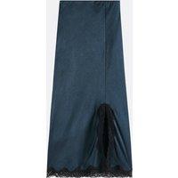 Straight Satin Skirt with Lace Detail