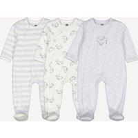 Pack of 3 Velour Sleepsuits with Stripes and Koalas
