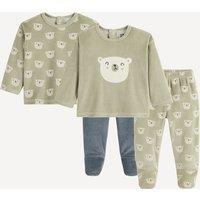 Pack of 2 Velour Pyjamas with Teddy Bear Print