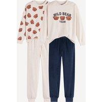 Pack of 2 Velour Pyjamas with Teddy Bear Print
