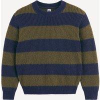 Striped Chunky Knit Jumper with Crew Neck