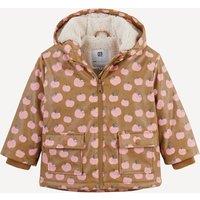 Apple Print Hooded Coat with Sherpa Lining