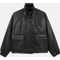 Faux Leather Short Jacket with Zip Fastening