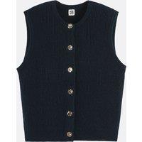 Button-Down Cardigan with Crew Neck in Chunky Knit