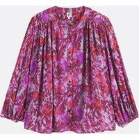 Floral Mandarin Collar Shirt with 3/4 Length Sleeves