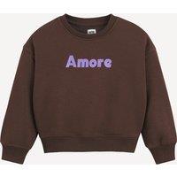 Crew Neck Sweatshirt in Fleece with Amore Slogan