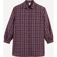 Straight Checked Shift Dress with Long Sleeves