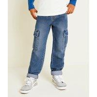 Straight Jeans with Cargo Pockets