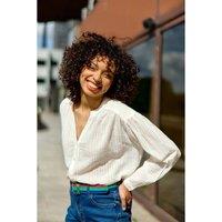 Bolia Openwork Cotton Blouse with V-Neck
