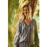 Bahati Striped Cotton Blouse with Embroidery