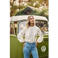 Betty Embroidered Cotton Blouse with Crew Neck