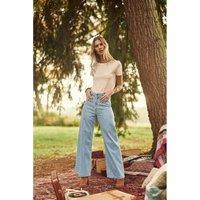 Paphos Printed Straight Jeans with Wide Leg
