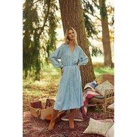 Rosita Draping Midi Dress with Long Sleeves