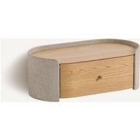 Firmo Wall-Mounted Bedside Table in Oak Veneer and Fabric