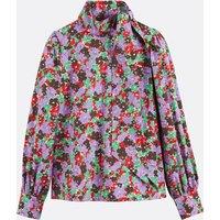 Floral Print Shirt with Pussy-Bow and Long Sleeves