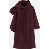 Long Buttoned Coat with Removable Scarf