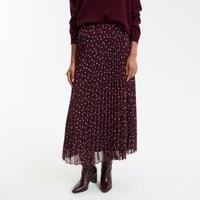Pleated Maxi Skirt in Polka Dot Print