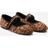 Kids Leopard Print Ballet Pumps with Buckles