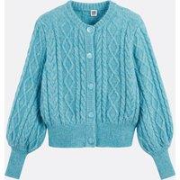 Cable Knit Cardigan in Alpaca and Wool Blend
