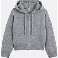 Wool Cropped Hooded Cardigan in Chunky Knit
