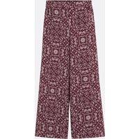 Wide Leg Trousers with High Waist and Paisley Print