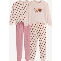 Pack of 2 Velour Pyjamas with Brioche Print
