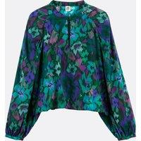 Floral Mandarin Collar Shirt with Long Sleeves