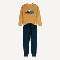 Velour Pyjamas with Mountain Print Pattern in Fleece