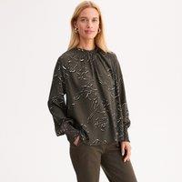 Floral V-Neck Blouse with Long Sleeves