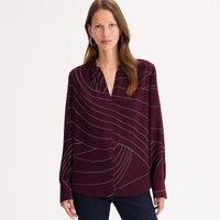 Graphic Print Blouse with Grandad Collar