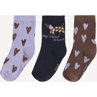 Socks with Hearts and Dog Motif in Pack of 3 Pairs