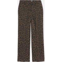 High Waist Straight Trousers in Leopard Print