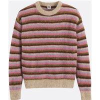 Striped Jumper with Crew Neck in Chunky Alpaca Blend Knit