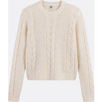 Wool and Alpaca Blend Pullover in Openwork Knit